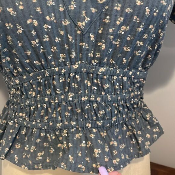 Madewell Manon Cotton Check Voile Short Sleeve Top Size XXS - Picture 6 of 10